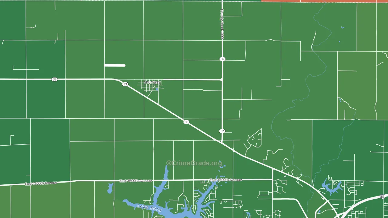 Shumway, IL Map of Vehicle Theft Rates