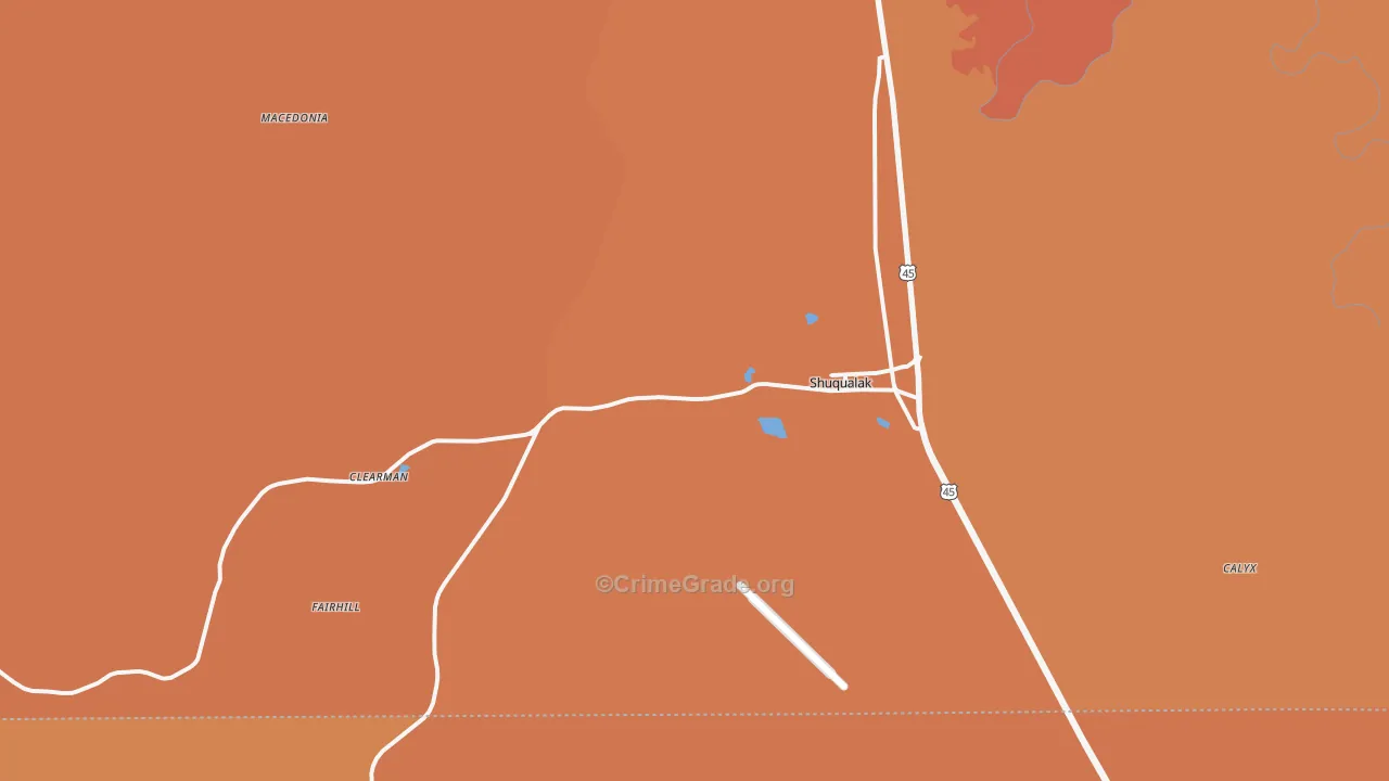 Shuqualak, MS Map of Vehicle Theft Rates