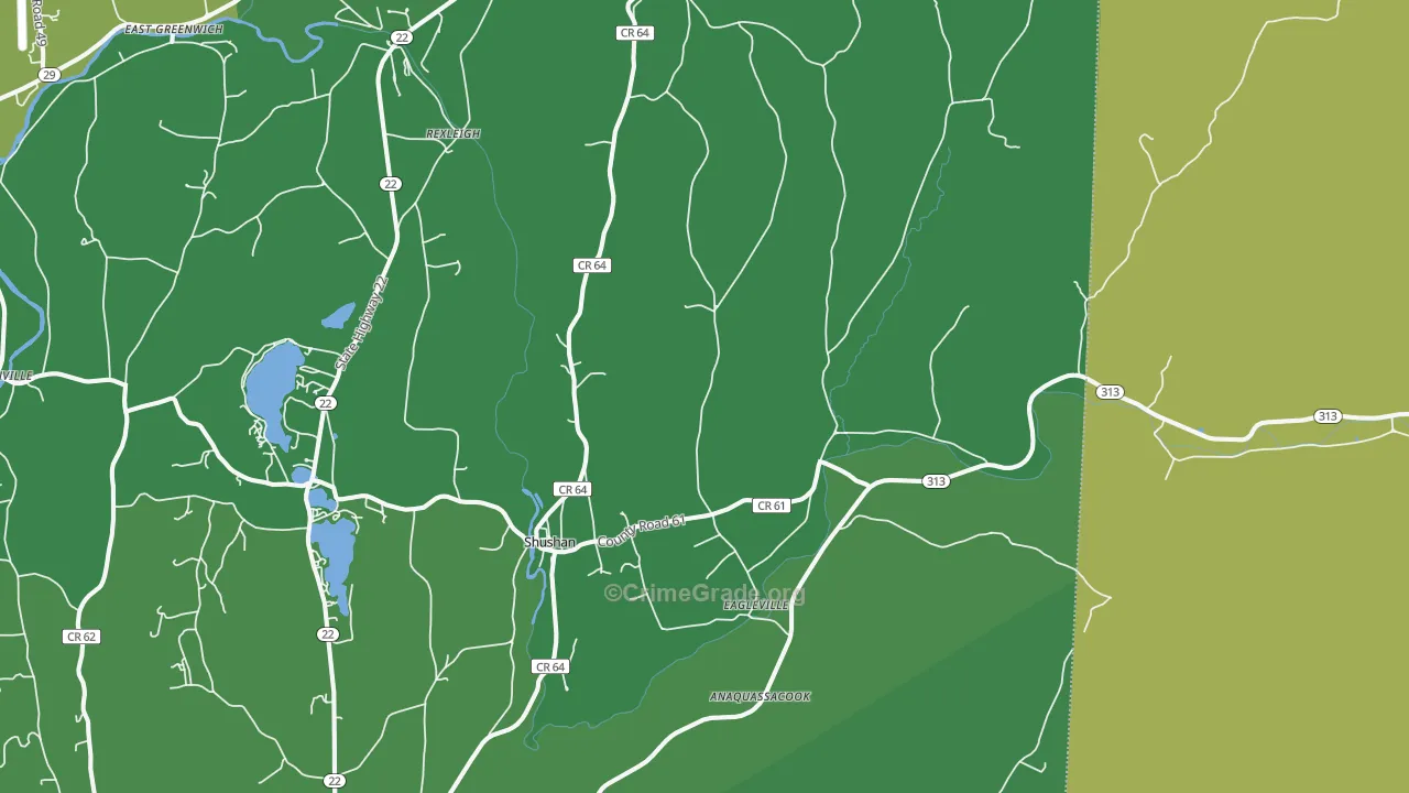 Shushan, NY Map of Vehicle Theft Rates
