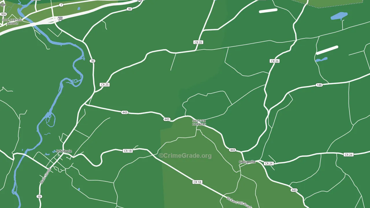 Shutter Corners, NY Map of Vehicle Theft Rates
