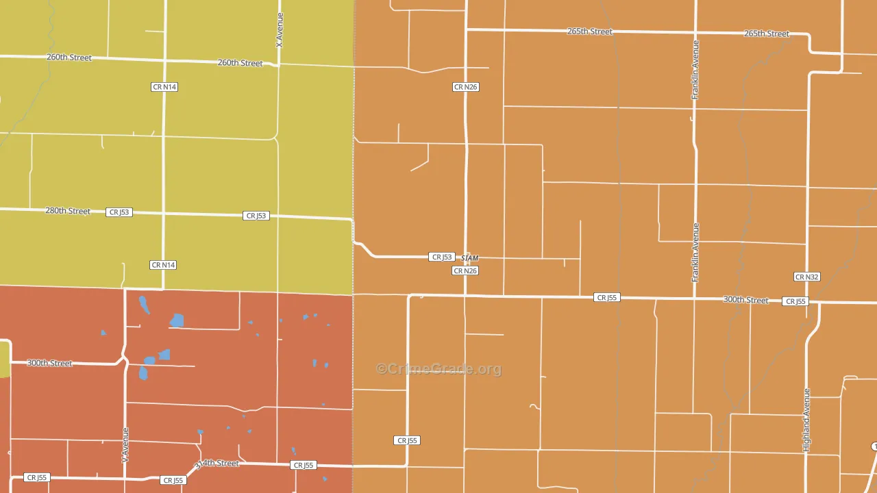 Siam, IA Map of Vehicle Theft Rates