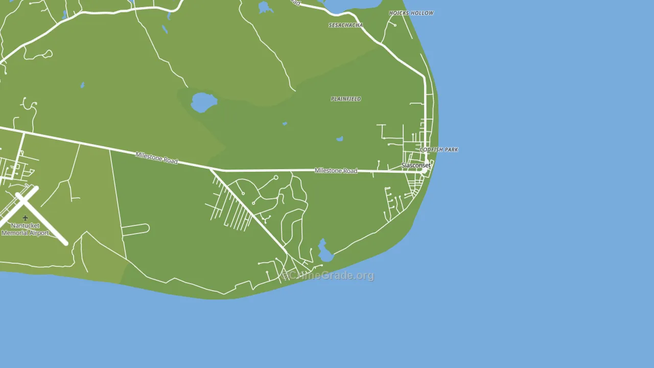 Siasconset, MA Map of Vehicle Theft Rates