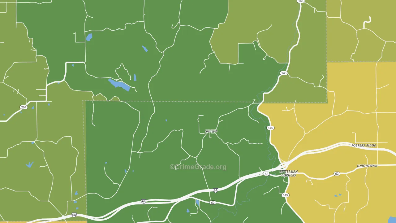 Siberia, IN Map of Vehicle Theft Rates