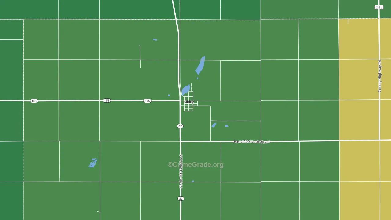 Sibley, IL Map of Vehicle Theft Rates