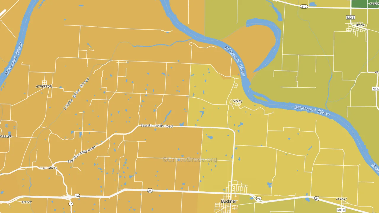 Sibley, MO Map of Vehicle Theft Rates