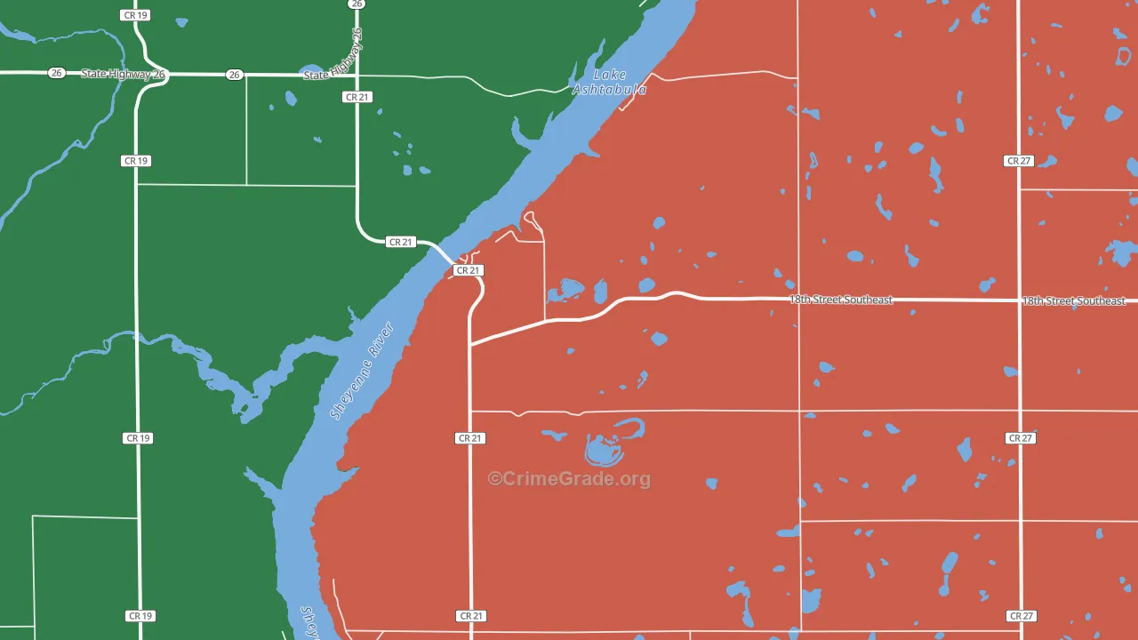 Sibley, ND Map of Vehicle Theft Rates