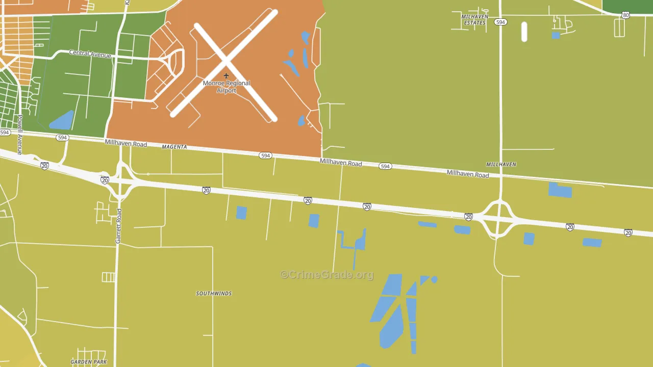Sicard, LA Map of Vehicle Theft Rates
