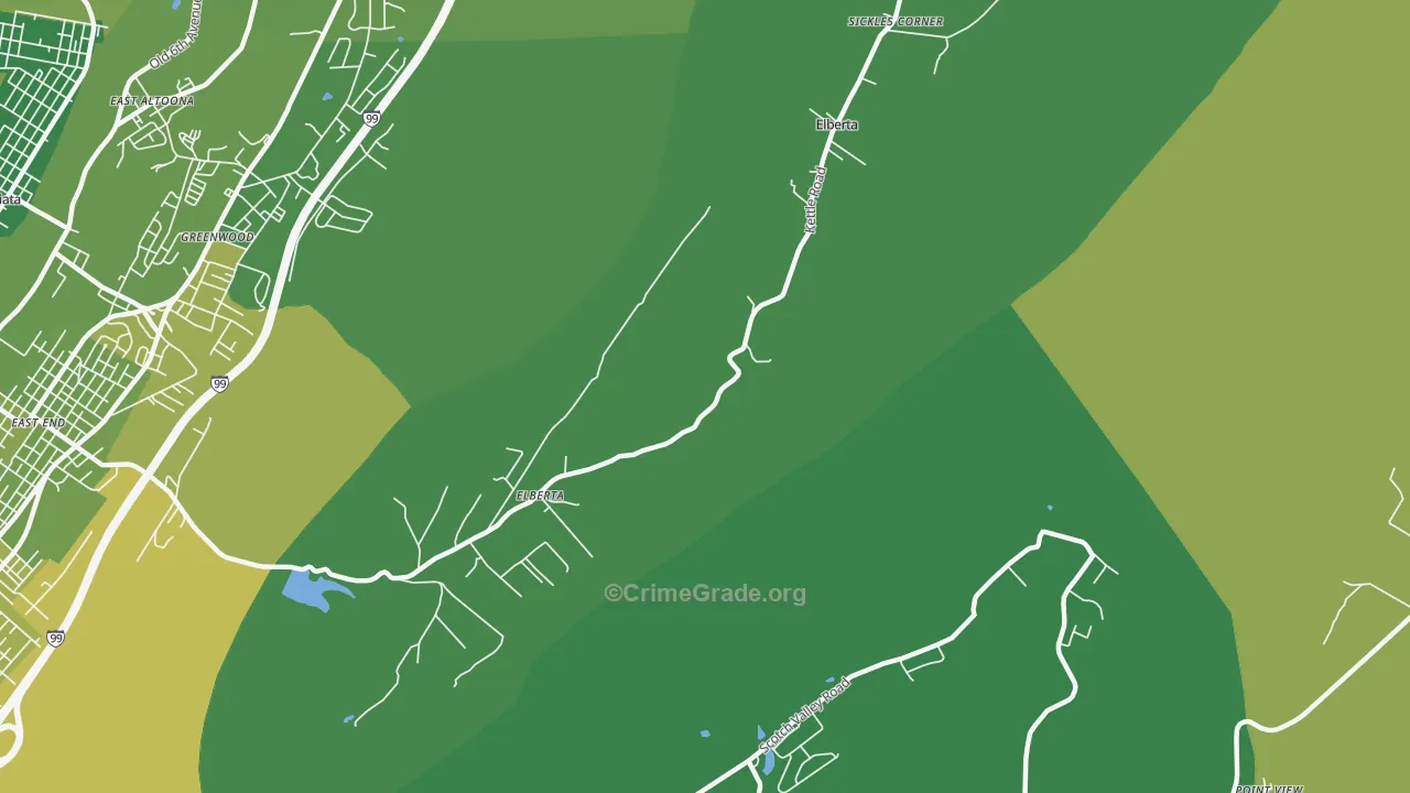 Sickles Corner, PA Map of Vehicle Theft Rates