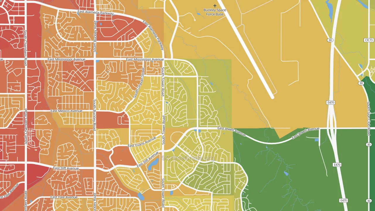 Side Creek, Aurora, CO Map of Vehicle Theft Rates