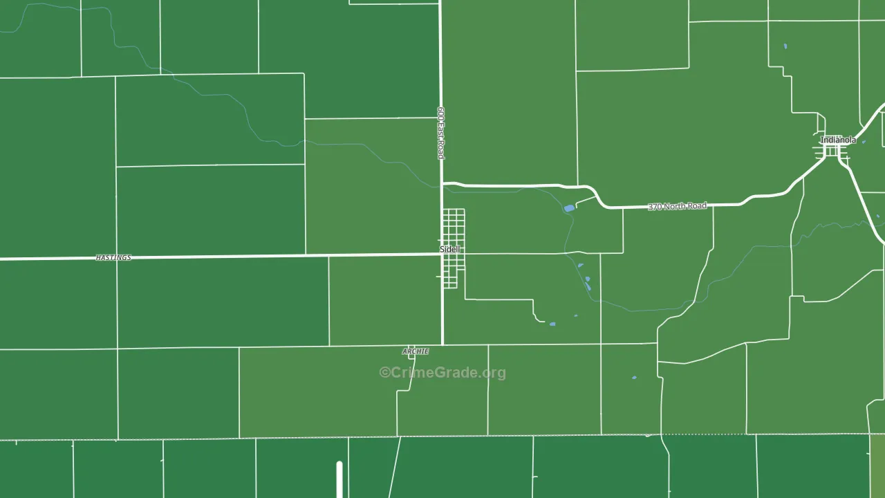 Sidell, IL Map of Vehicle Theft Rates