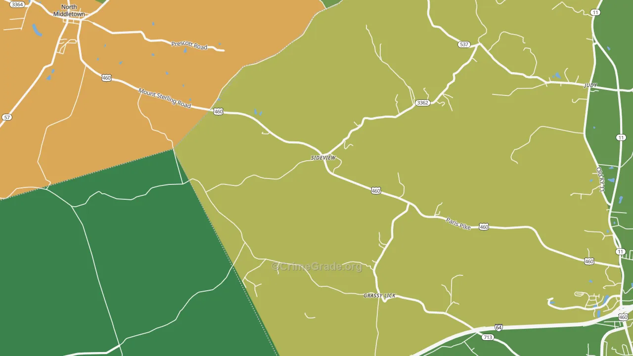 Sideview, KY Map of Vehicle Theft Rates