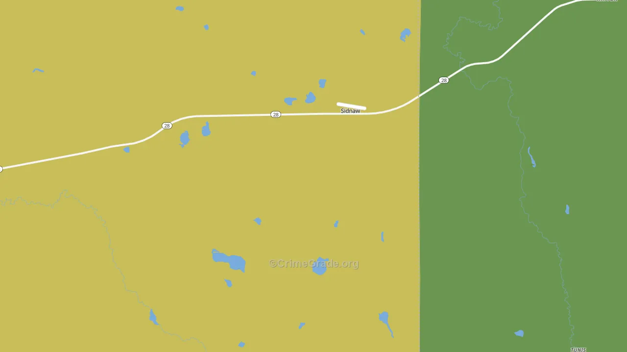 Sidnaw, MI Map of Vehicle Theft Rates