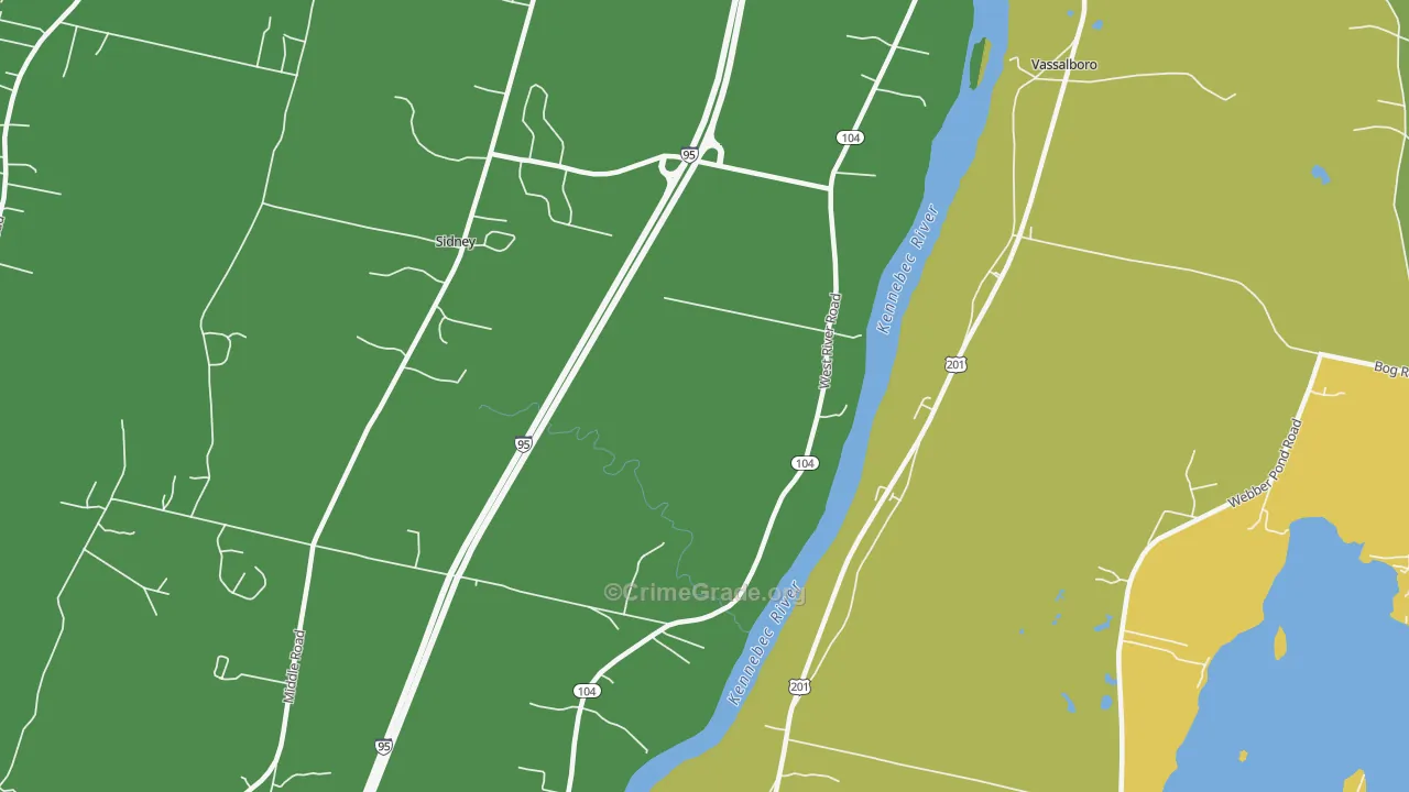 Sidney, ME Map of Vehicle Theft Rates