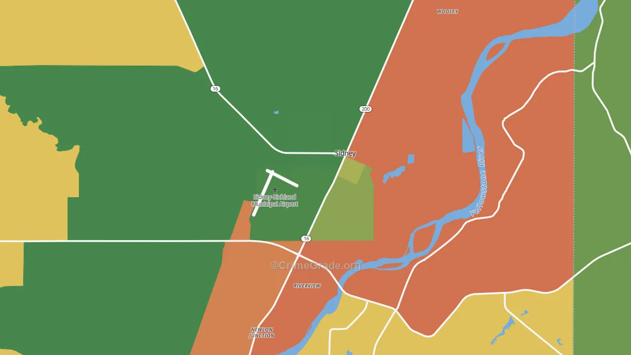 Sidney, MT Map of Vehicle Theft Rates