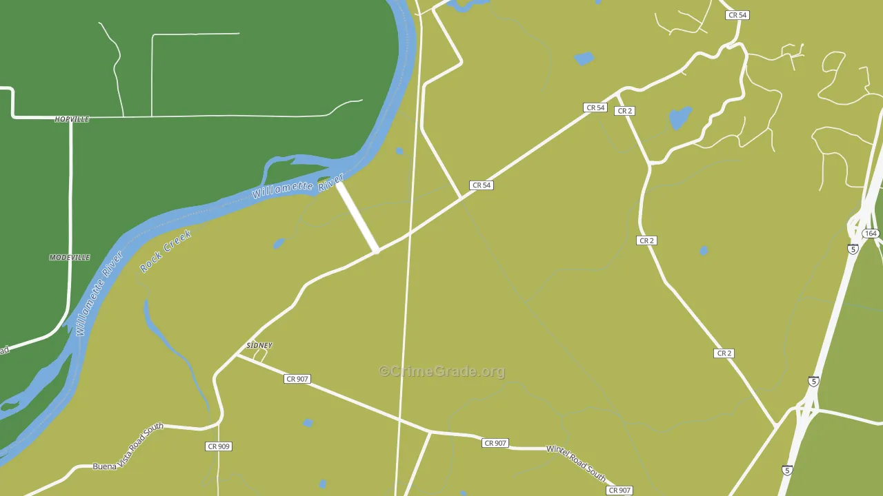 Sidney, OR Map of Vehicle Theft Rates