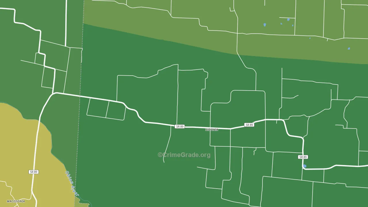 Sidonia, TN Map of Vehicle Theft Rates