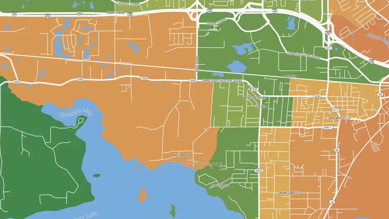 Siegle, LA Map of Vehicle Theft Rates