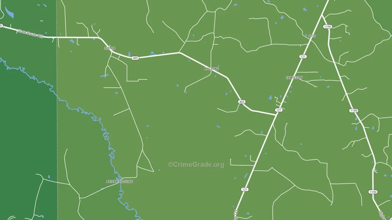 Sieper, LA Map of Vehicle Theft Rates
