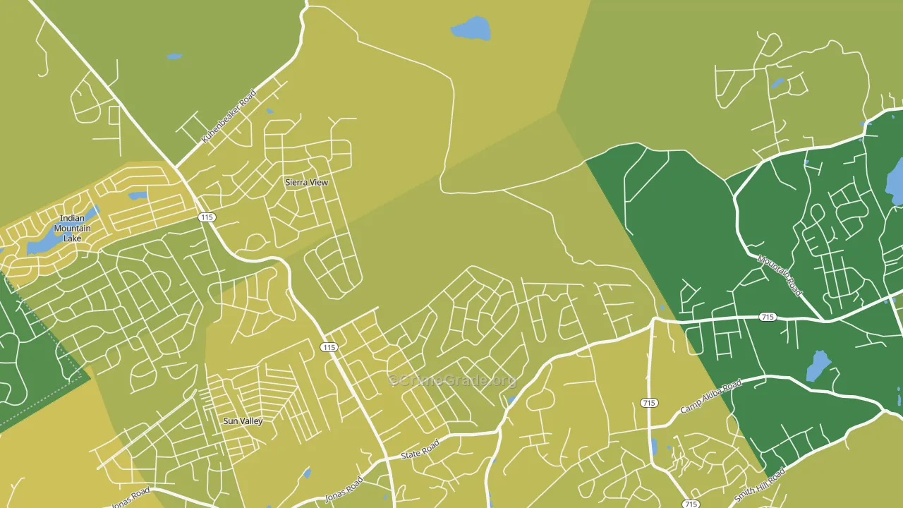 Sierra View, PA Map of Vehicle Theft Rates