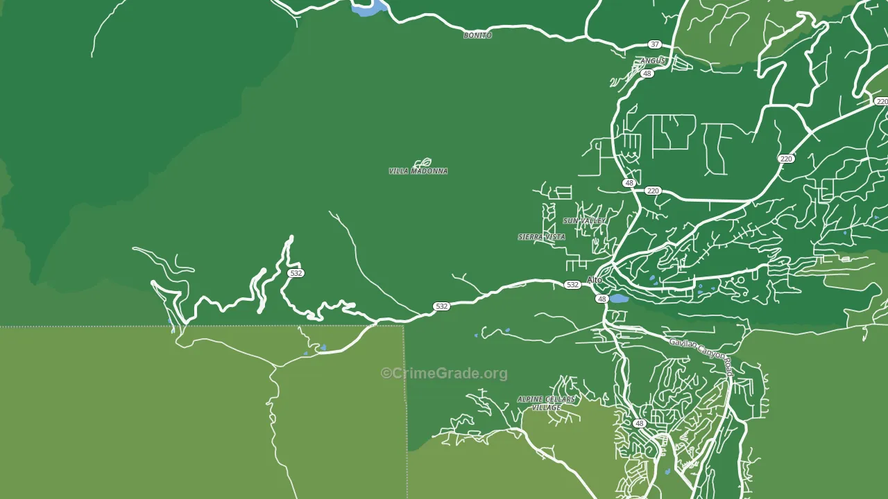 Sierra Vista, NM Map of Vehicle Theft Rates