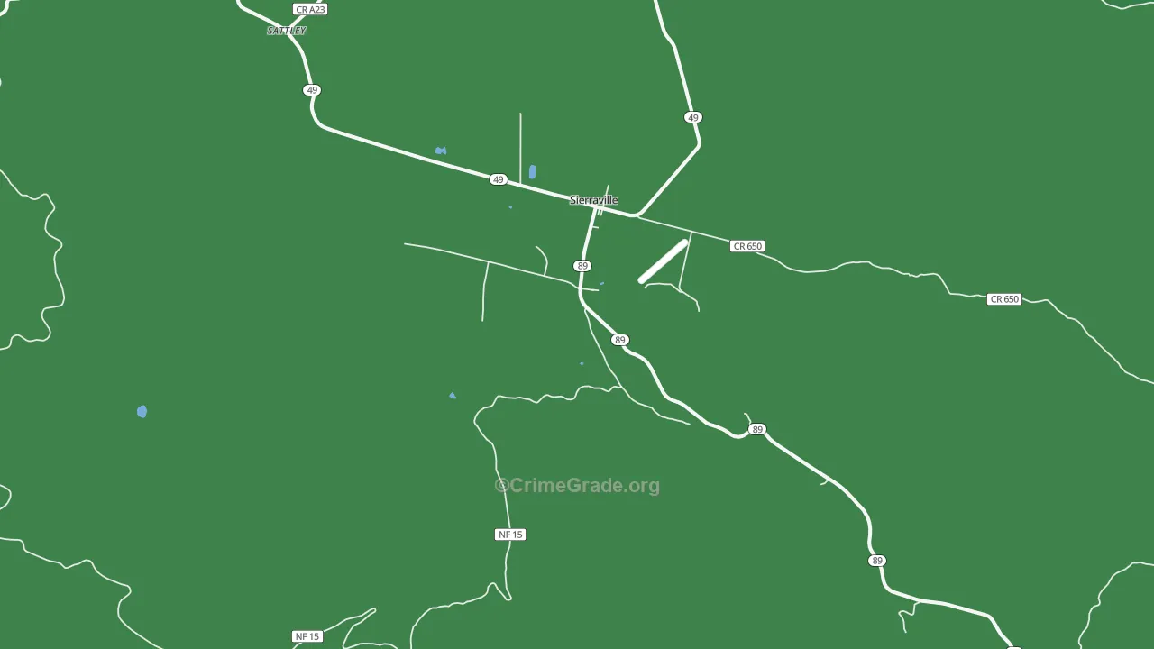 Sierraville, CA Map of Vehicle Theft Rates