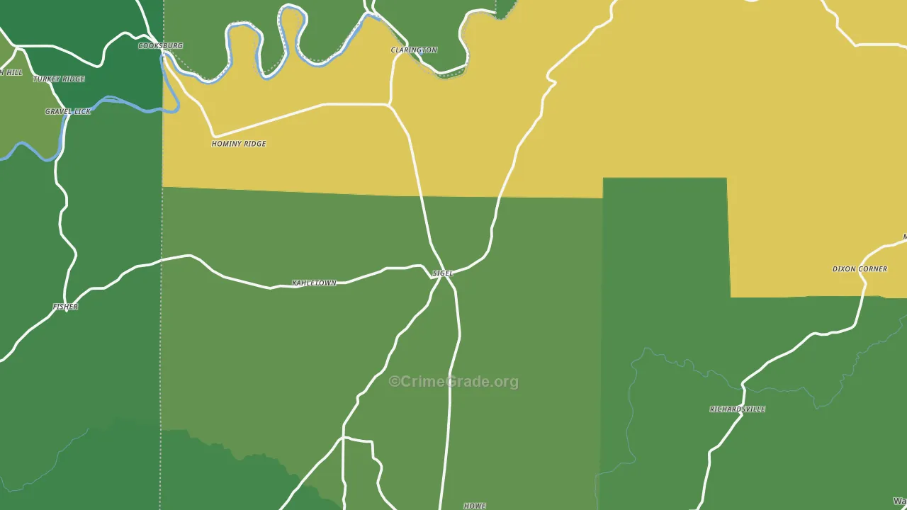 Sigel, PA Map of Vehicle Theft Rates