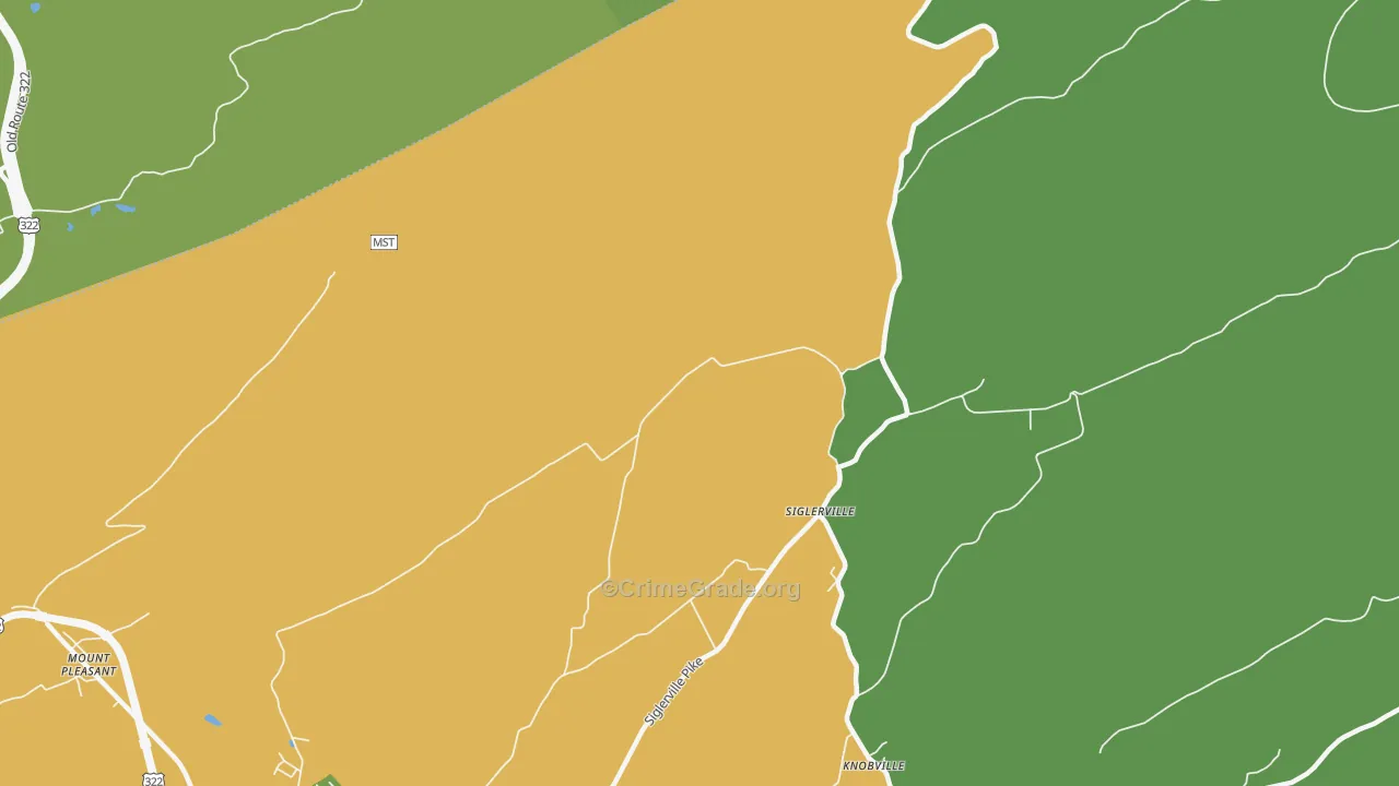 Siglerville, PA Map of Vehicle Theft Rates