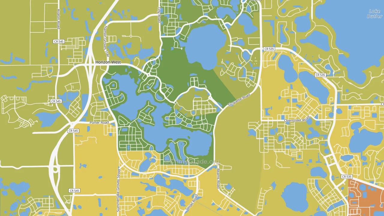 Signature Lakes, Horizon West, FL Map of Vehicle Theft Rates