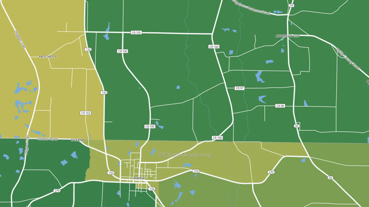 Sigsbee, GA Map of Vehicle Theft Rates