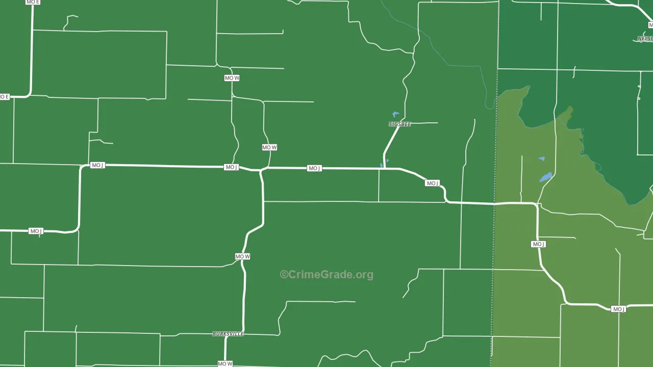 Sigsbee, MO Map of Vehicle Theft Rates