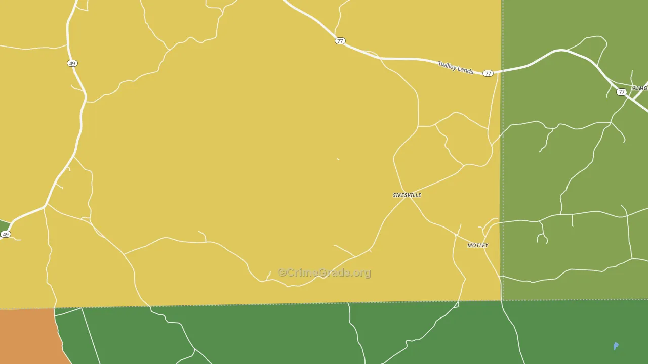 Sikesville, AL Map of Vehicle Theft Rates