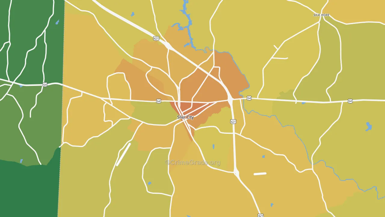 Siler City, NC Map of Vehicle Theft Rates