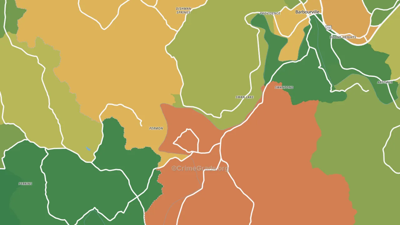 Siler, KY Map of Vehicle Theft Rates