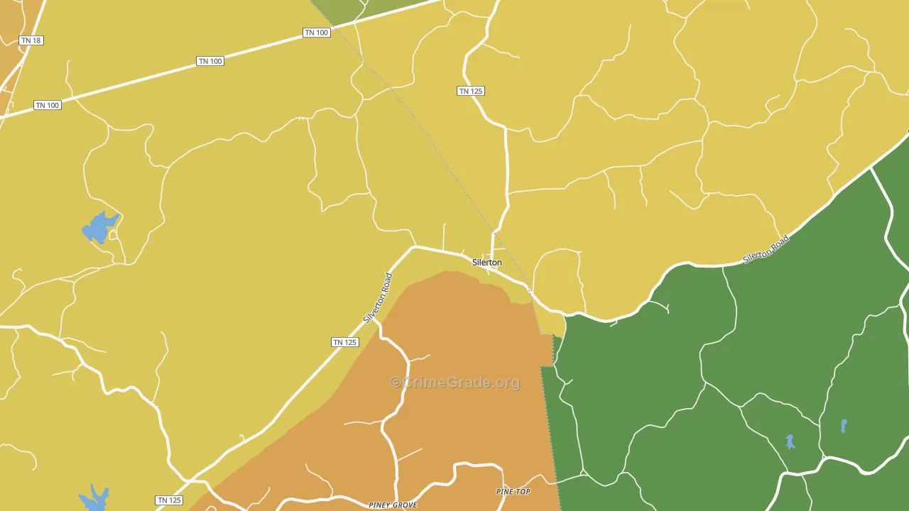 Silerton, TN Map of Vehicle Theft Rates