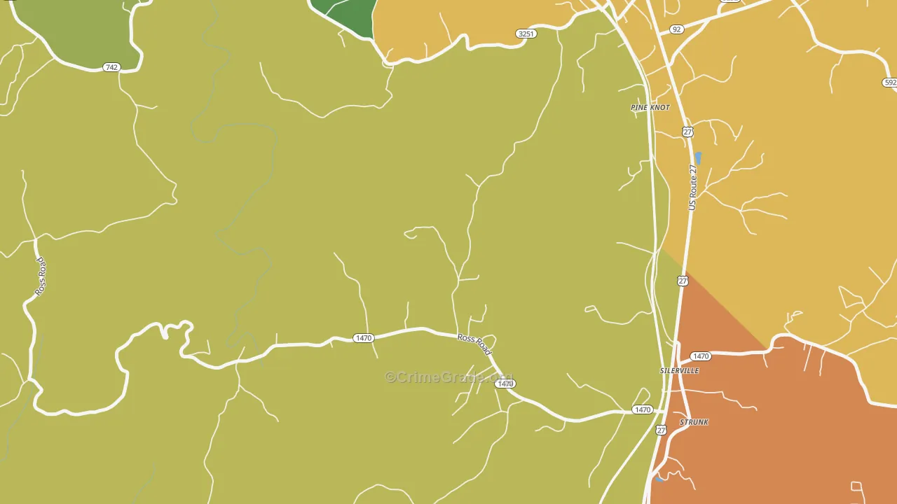 Silerville, KY Map of Vehicle Theft Rates