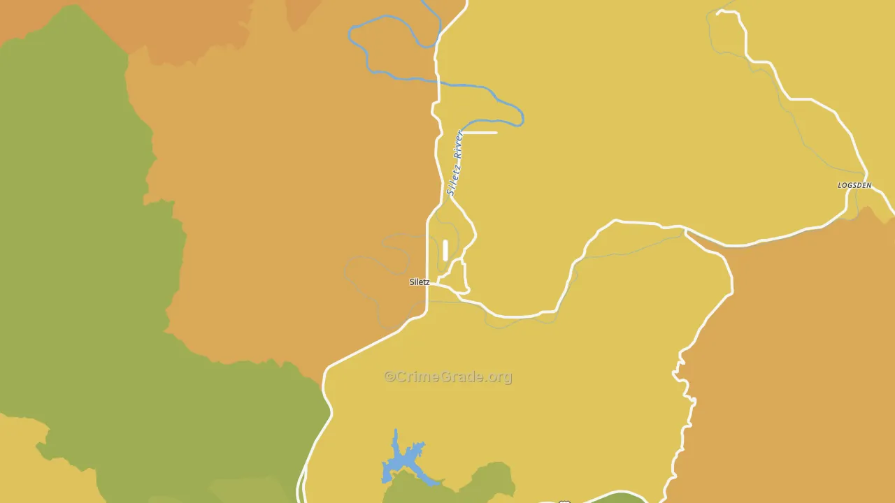 Siletz, OR Map of Vehicle Theft Rates
