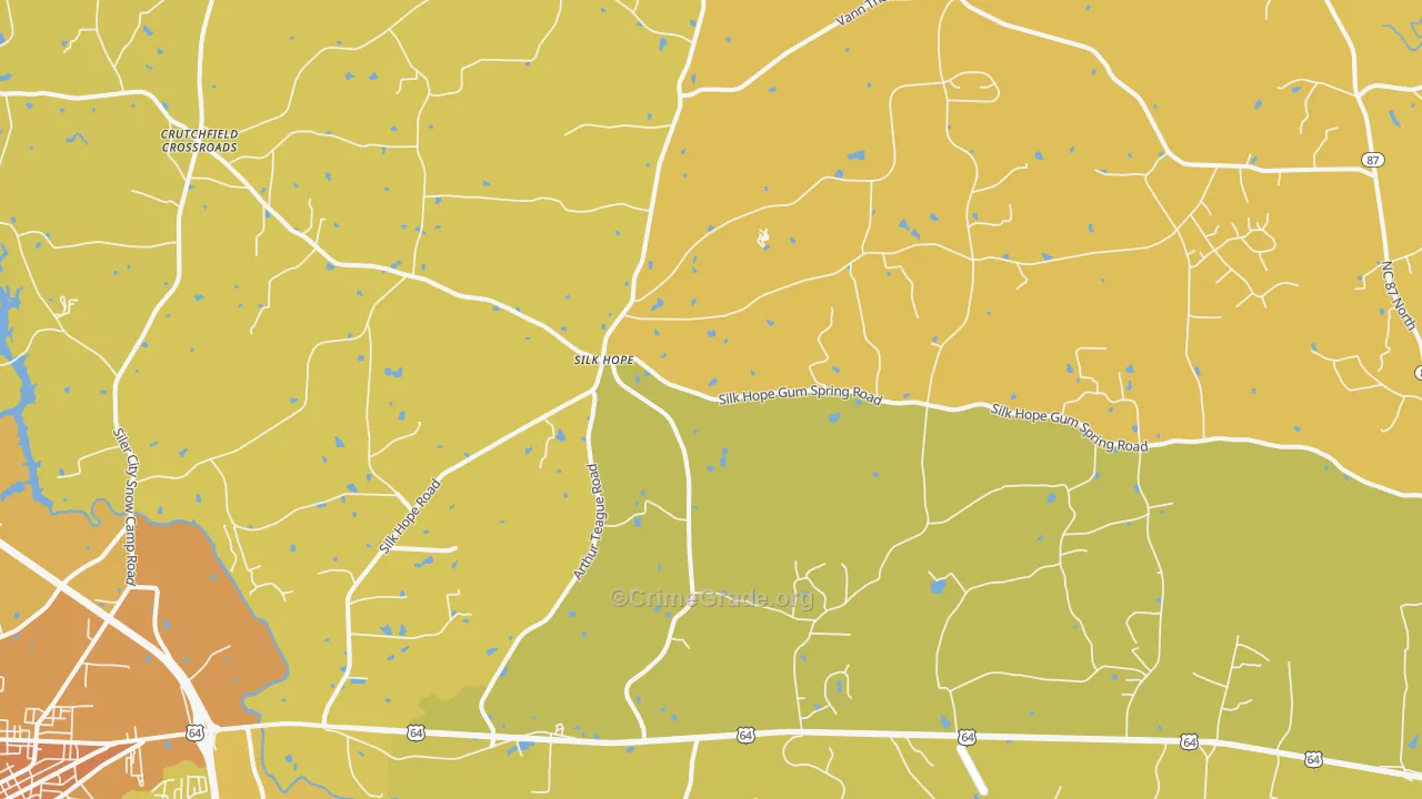 Silk Hope, NC Map of Vehicle Theft Rates