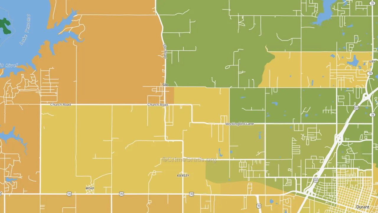 Silo, OK Map of Vehicle Theft Rates