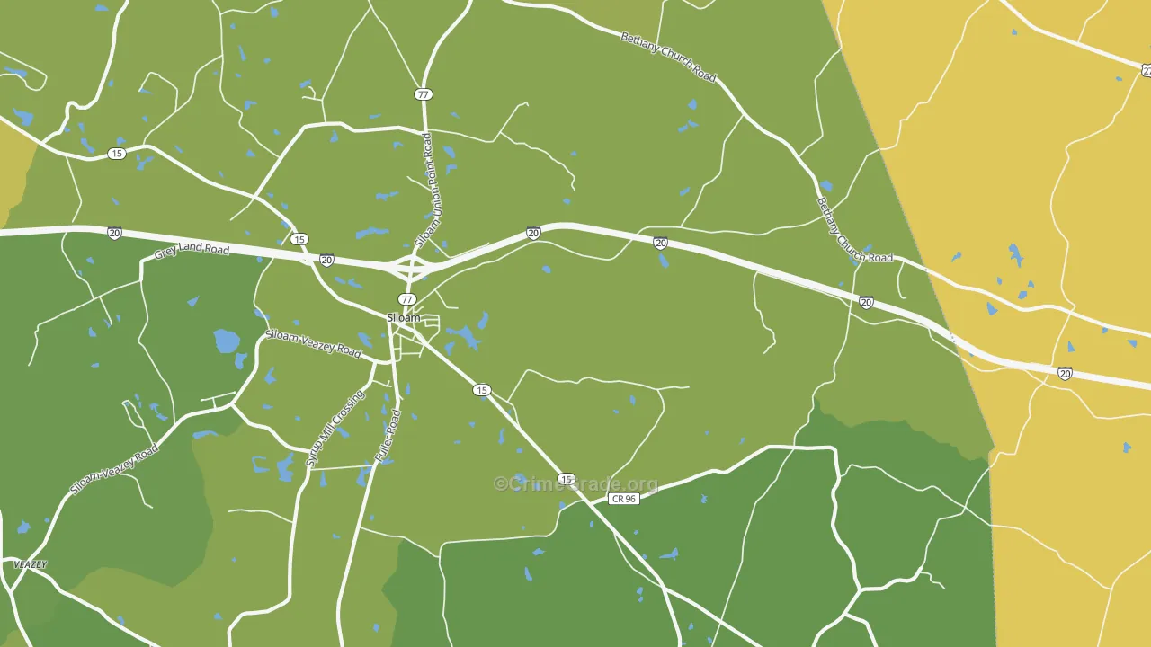 Siloam, GA Map of Vehicle Theft Rates