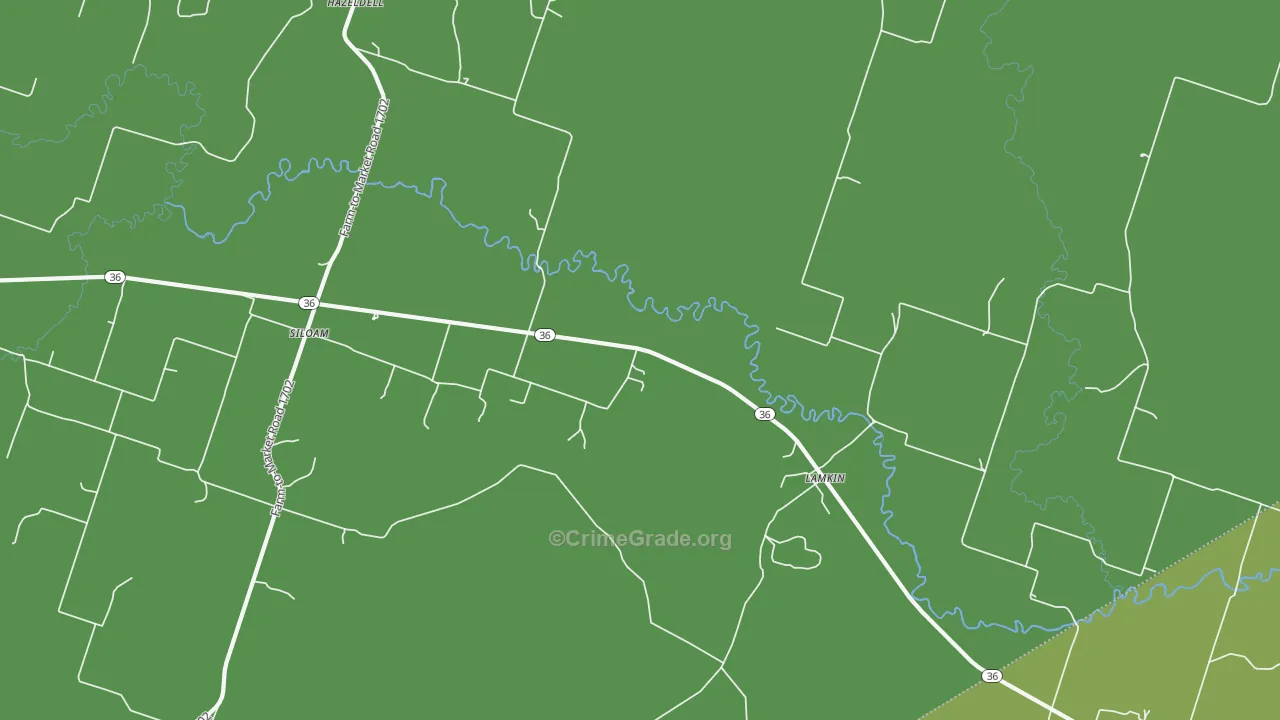 Siloam, TX Map of Vehicle Theft Rates
