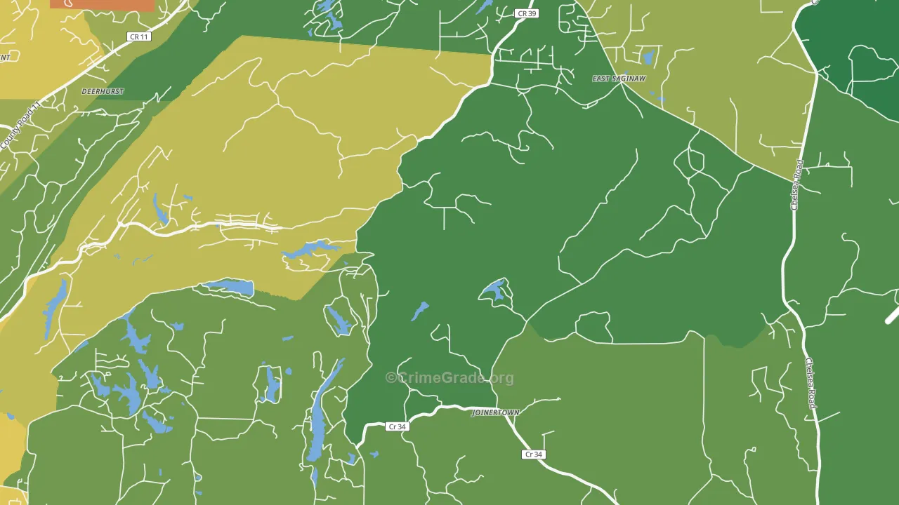 Siluria, AL Map of Vehicle Theft Rates