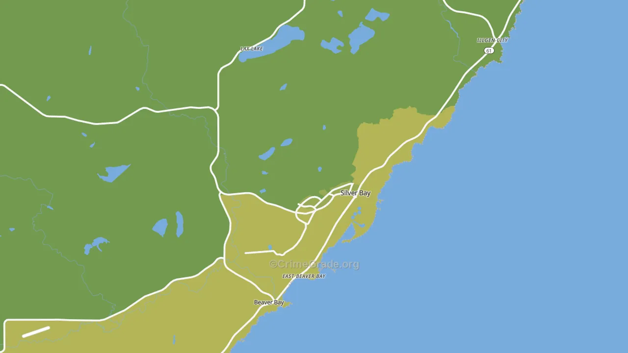 Silver Bay, MN Map of Vehicle Theft Rates