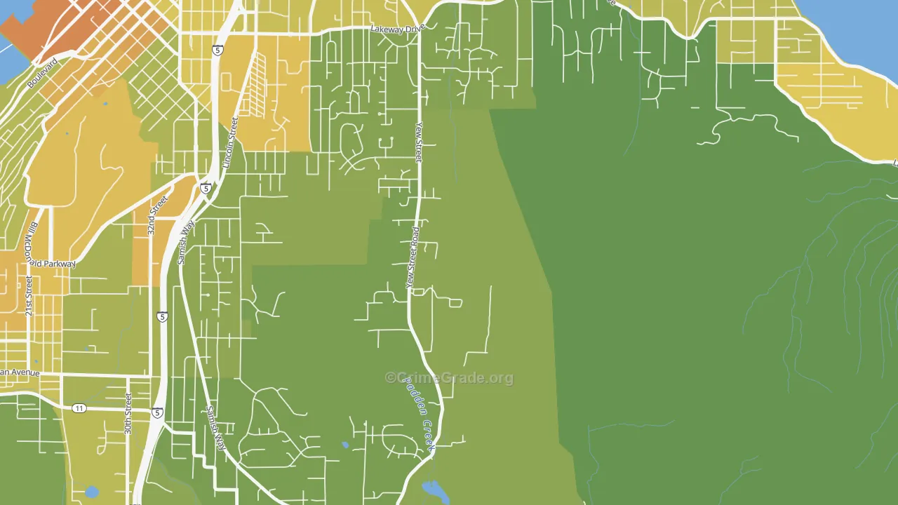 Silver Beach, WA Map of Vehicle Theft Rates