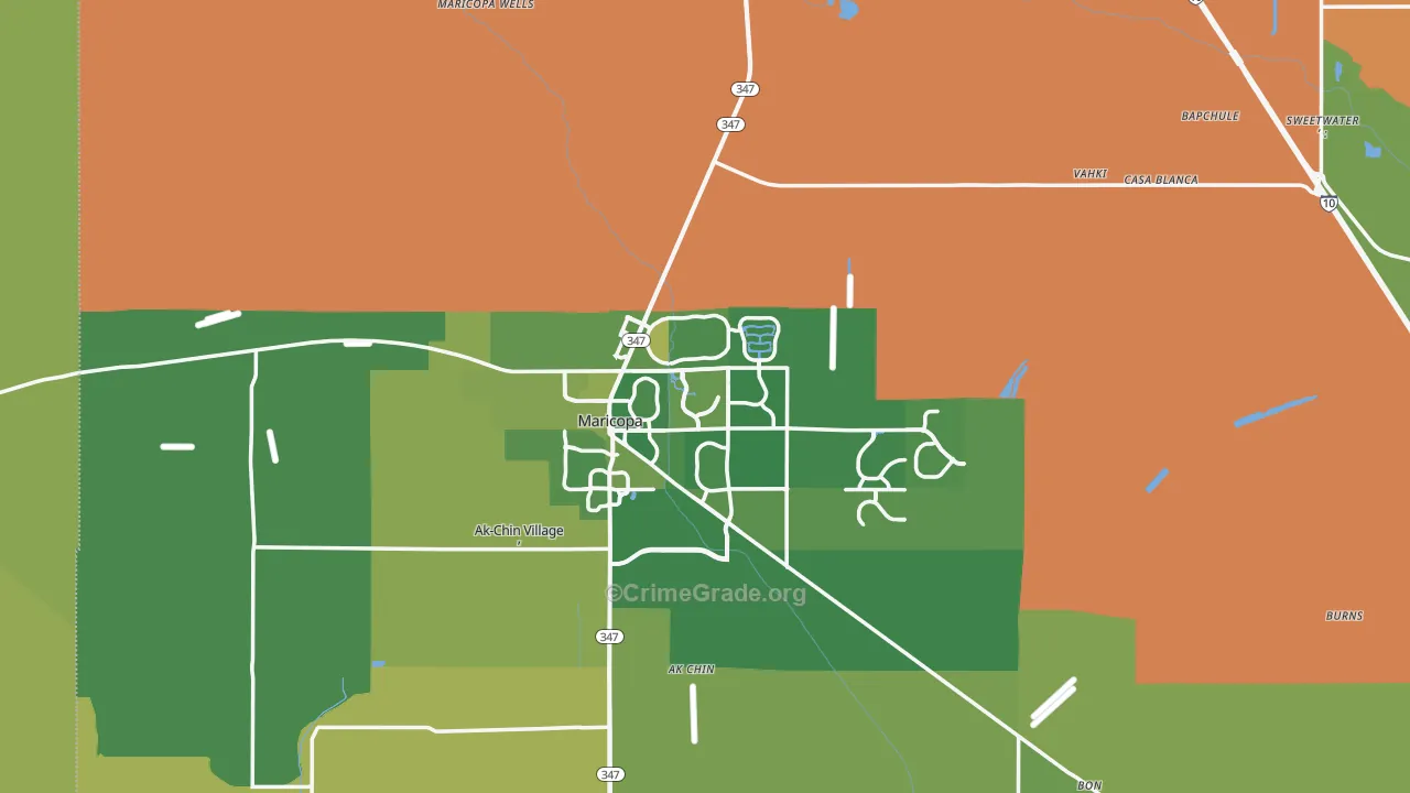 Silver Bell, AZ Map of Vehicle Theft Rates