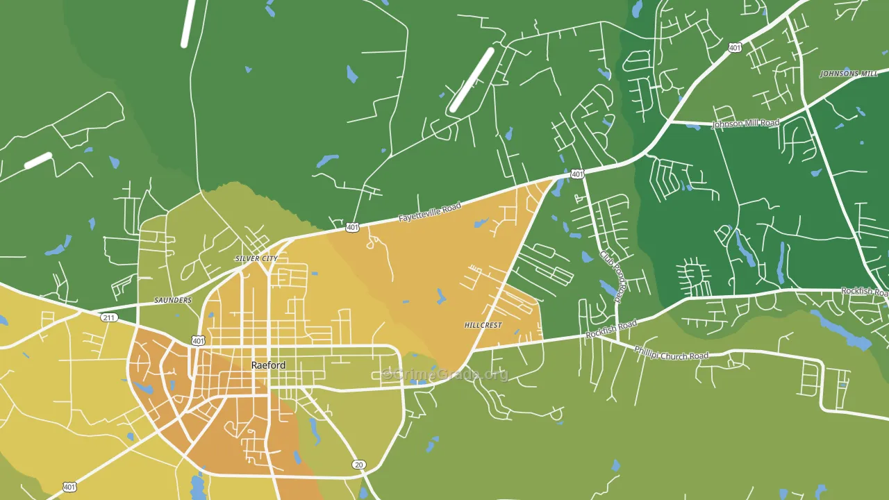 Silver City, NC Map of Vehicle Theft Rates