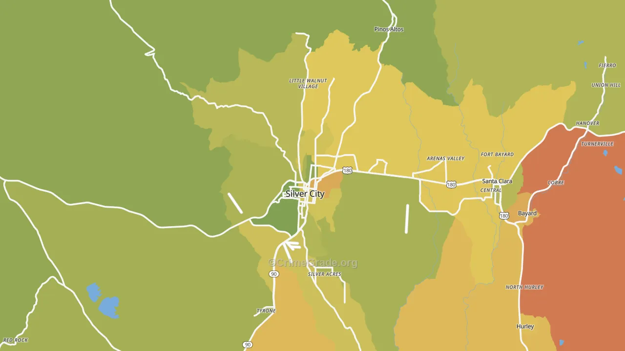 Silver City, NM Map of Vehicle Theft Rates