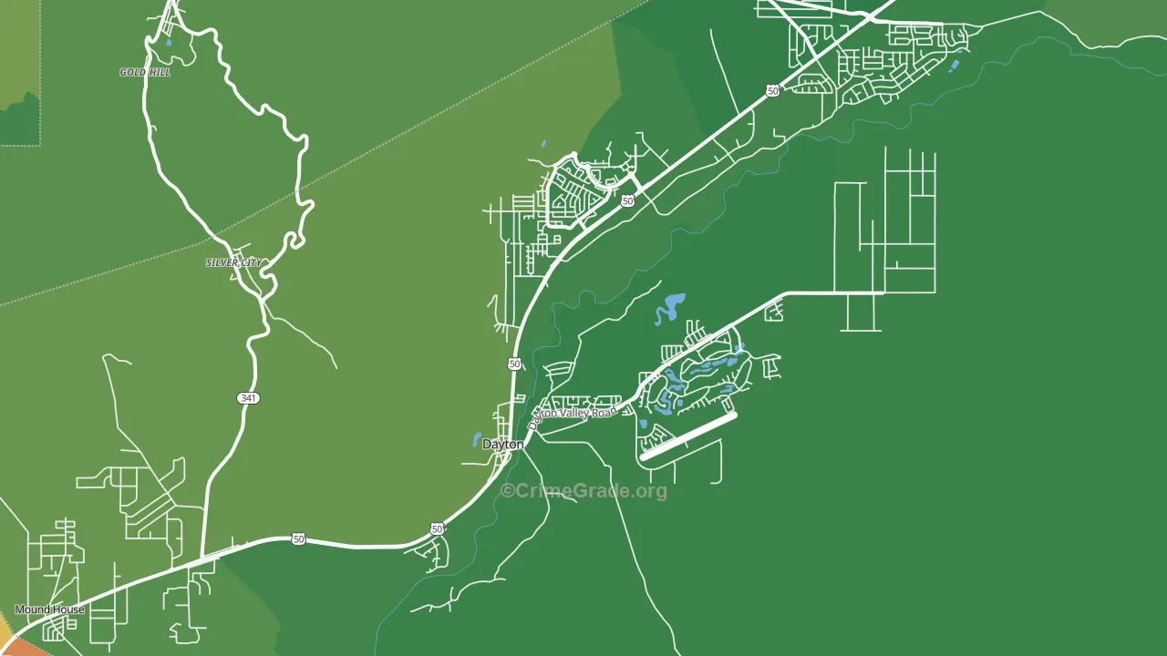 Silver City, NV Map of Vehicle Theft Rates