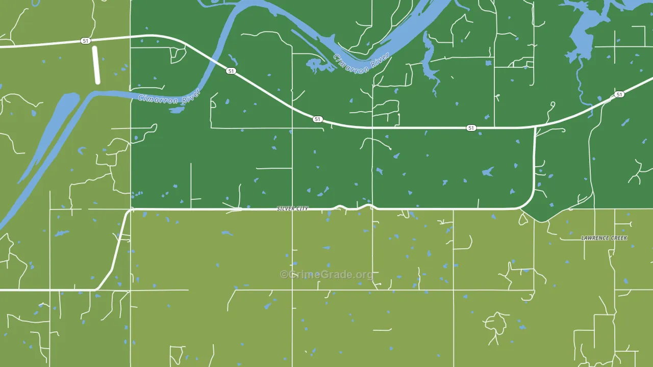 Silver City, OK Map of Vehicle Theft Rates