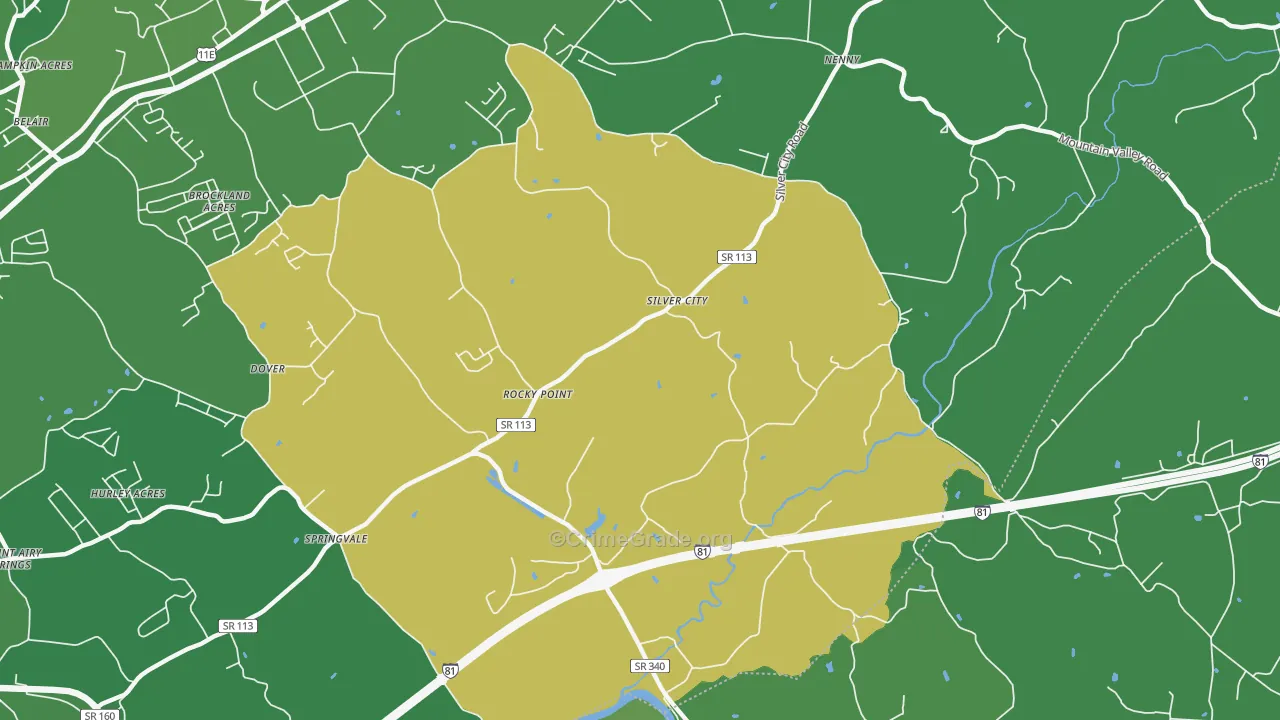 Silver City, TN Map of Vehicle Theft Rates