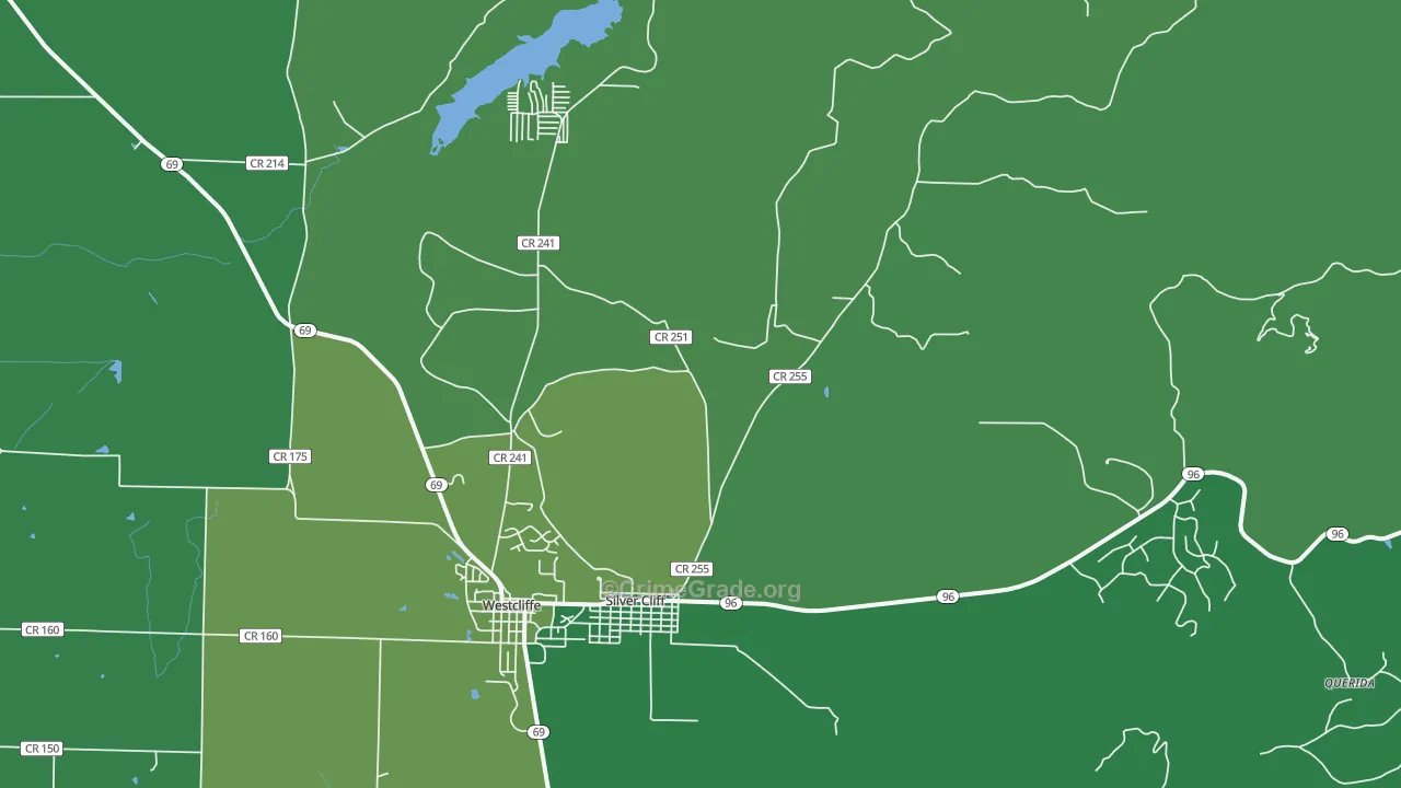 Silver Cliff, CO Map of Vehicle Theft Rates